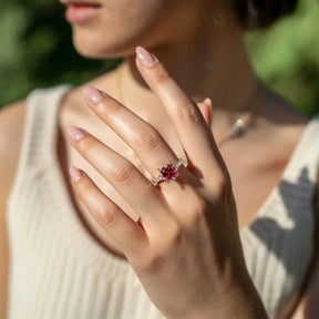The Caterina 1CT Princess Cut Red Gemstone Ring