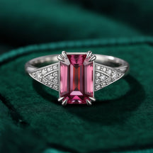 The Marcelline 2CT Emerald Cut Burgundy Gemstone Ring