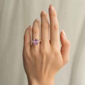 Farah Emerald Cut Pink Gemstone Ring