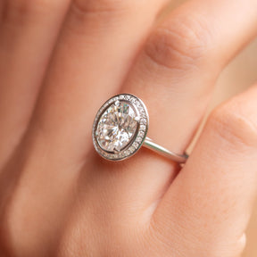 The Elizabeth 3CT Oval Cut Halo Moissanite Ring