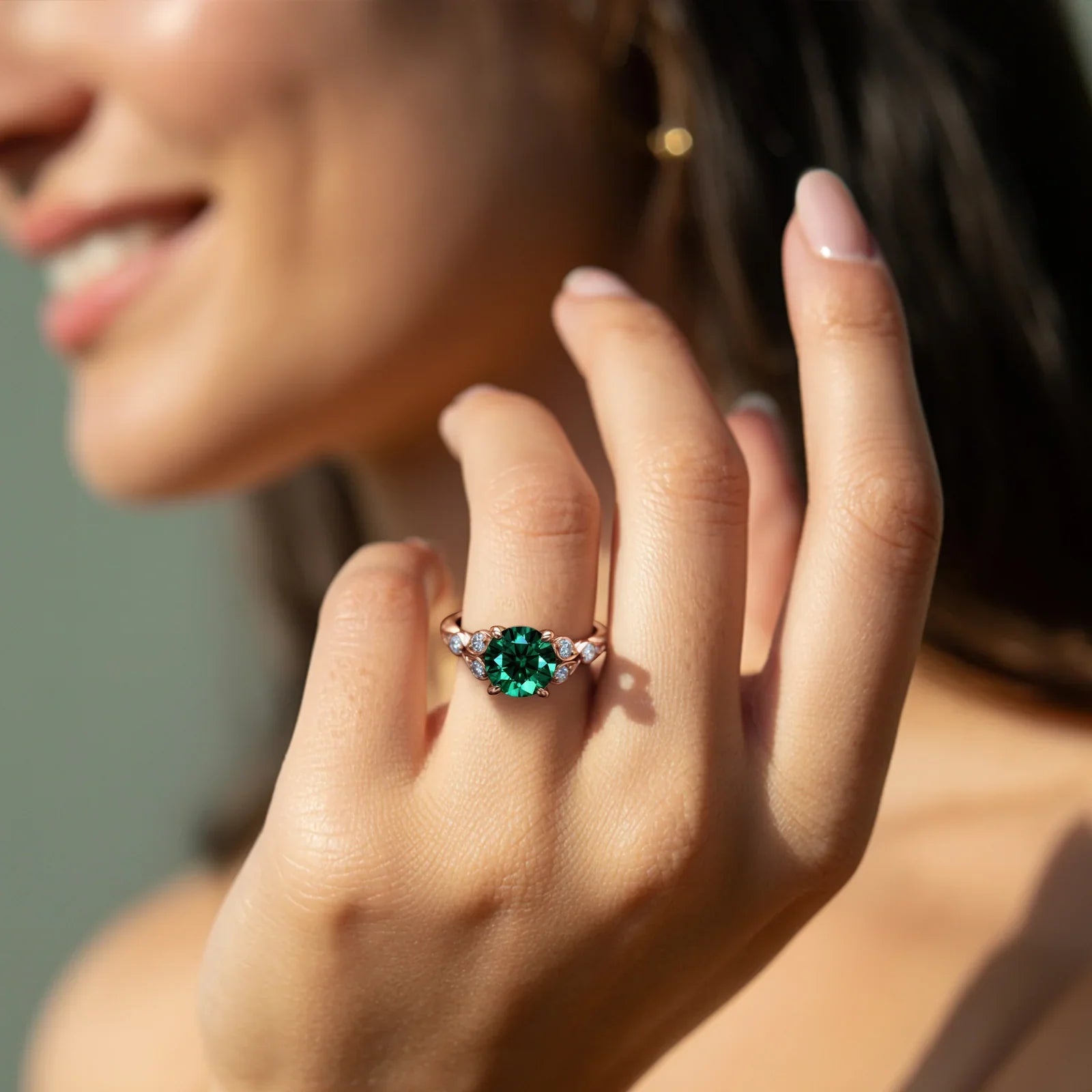 The Katalina Round Cut Green Gemstone Ring