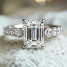 The Celestine 2CT Emerald Cut Moissanite Ring