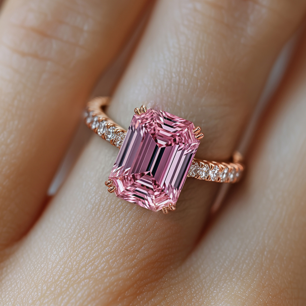 Elisa Smaragdschliff Luxuriöser rosa Edelsteinring