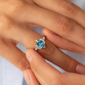 Carlotta 2CT Oval Cut Blue Gemstone Ring