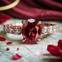 The Celestine 2CT Oval Cut Red Gemstone Ring
