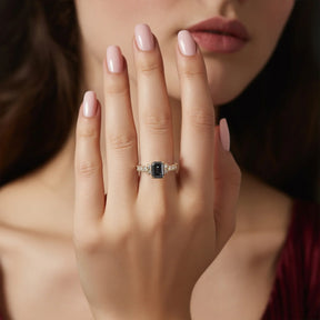 The Adelina Rae 2CT Emerald Cut Black Gemstone Ring