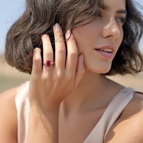 The Bella 3CT Emerald Cut Red Gemstone Ring