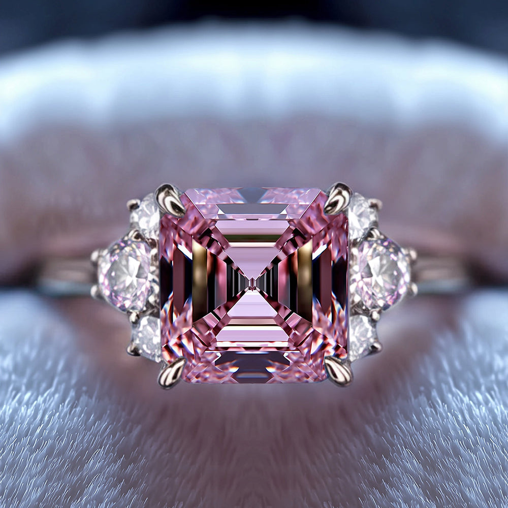 Der Ulissa Asscher Schliff-Ring mit rosa Edelstein