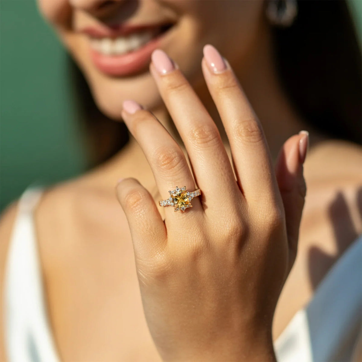 The Caterina 1CT Princess Cut Yellow Gemstone Ring