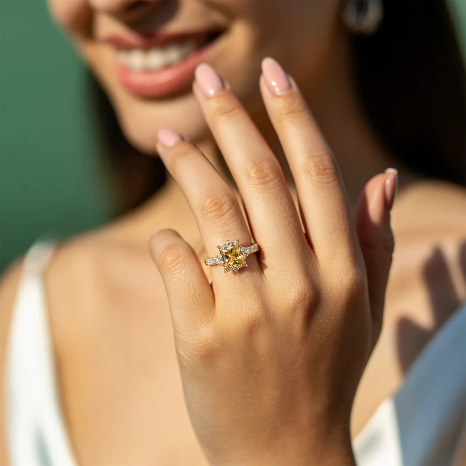 The Caterina 1CT Princess Cut Yellow Gemstone Ring