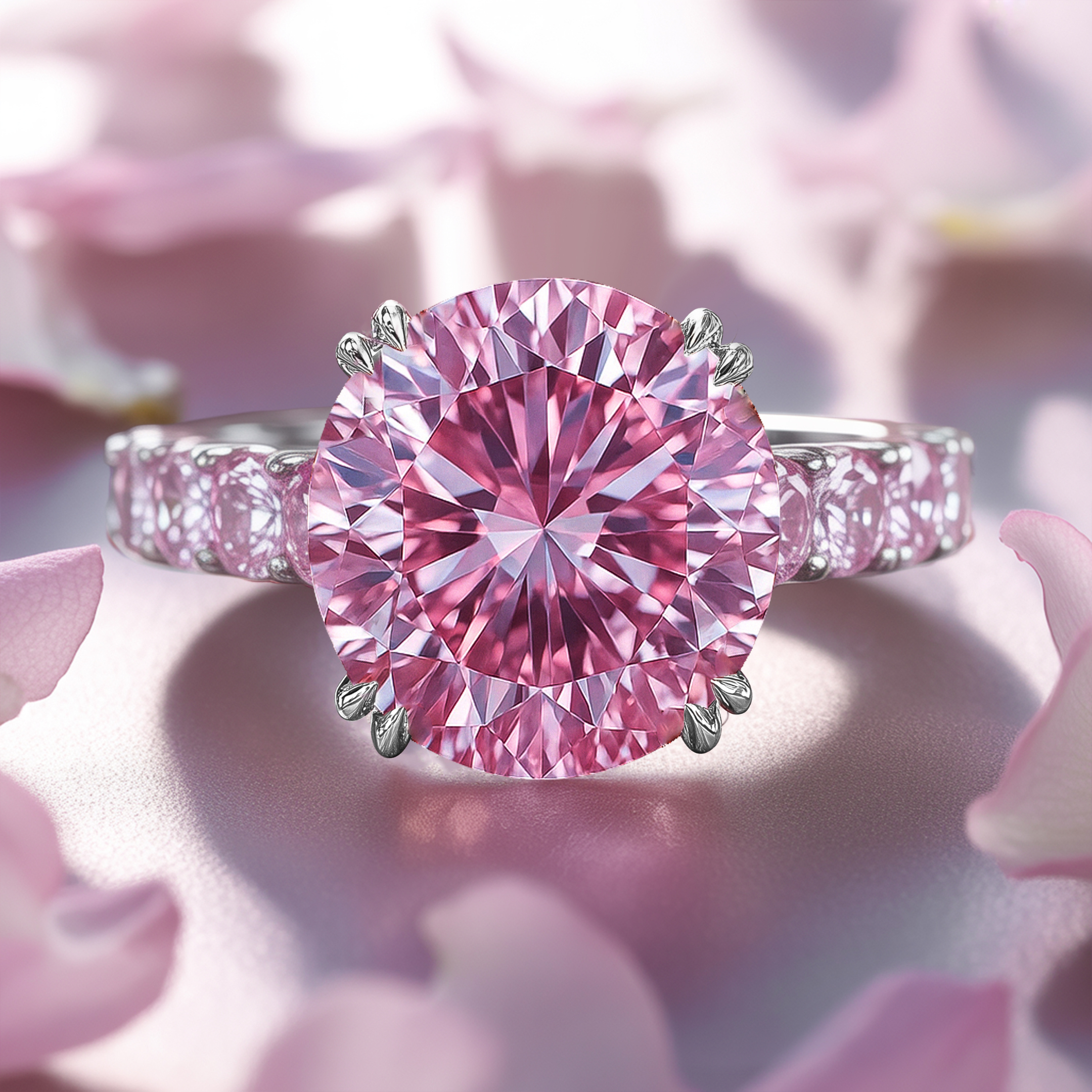 Camilla Round-Cut Pink Gemstone Engagement Ring