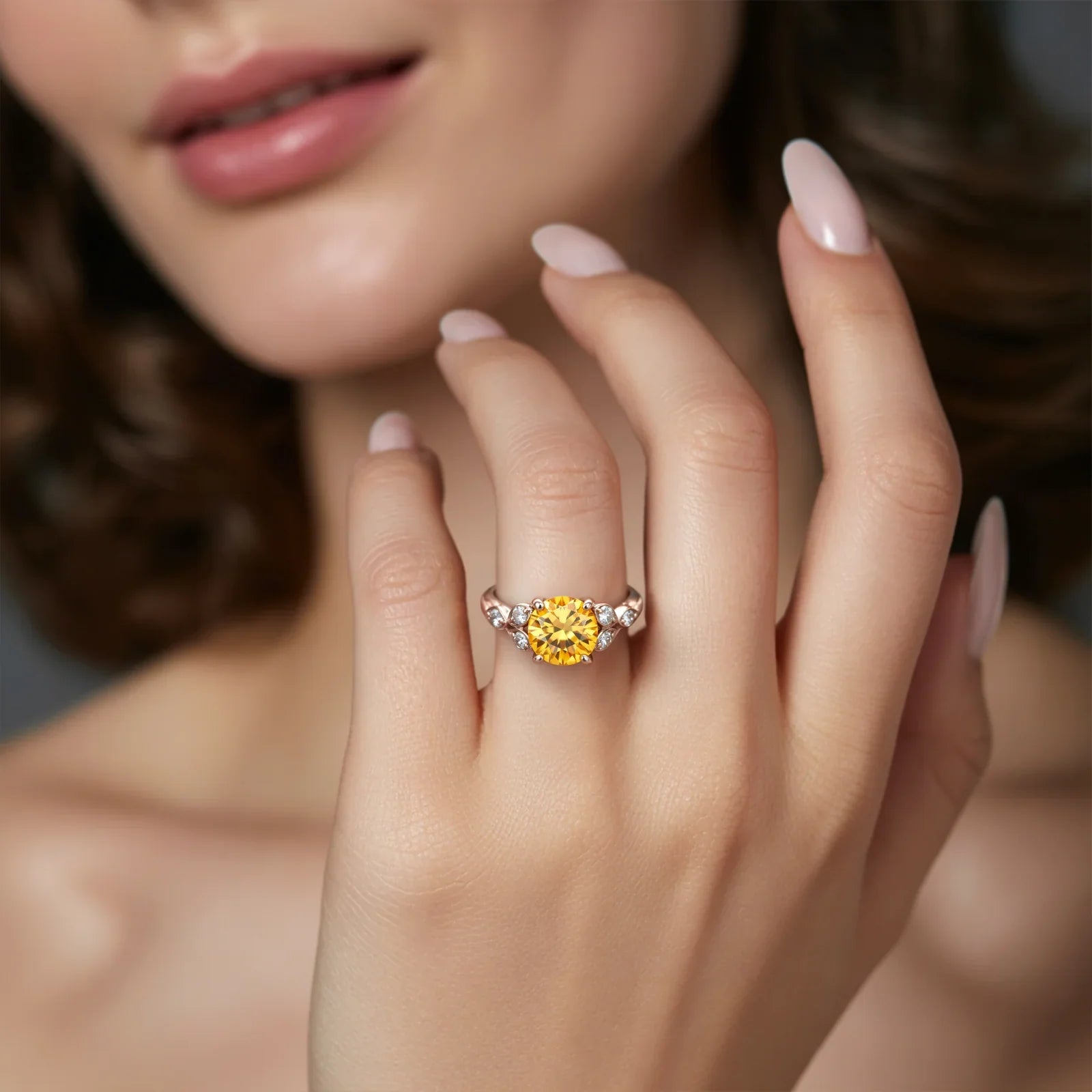 The Katalina Round Cut Yellow Gemstone Ring