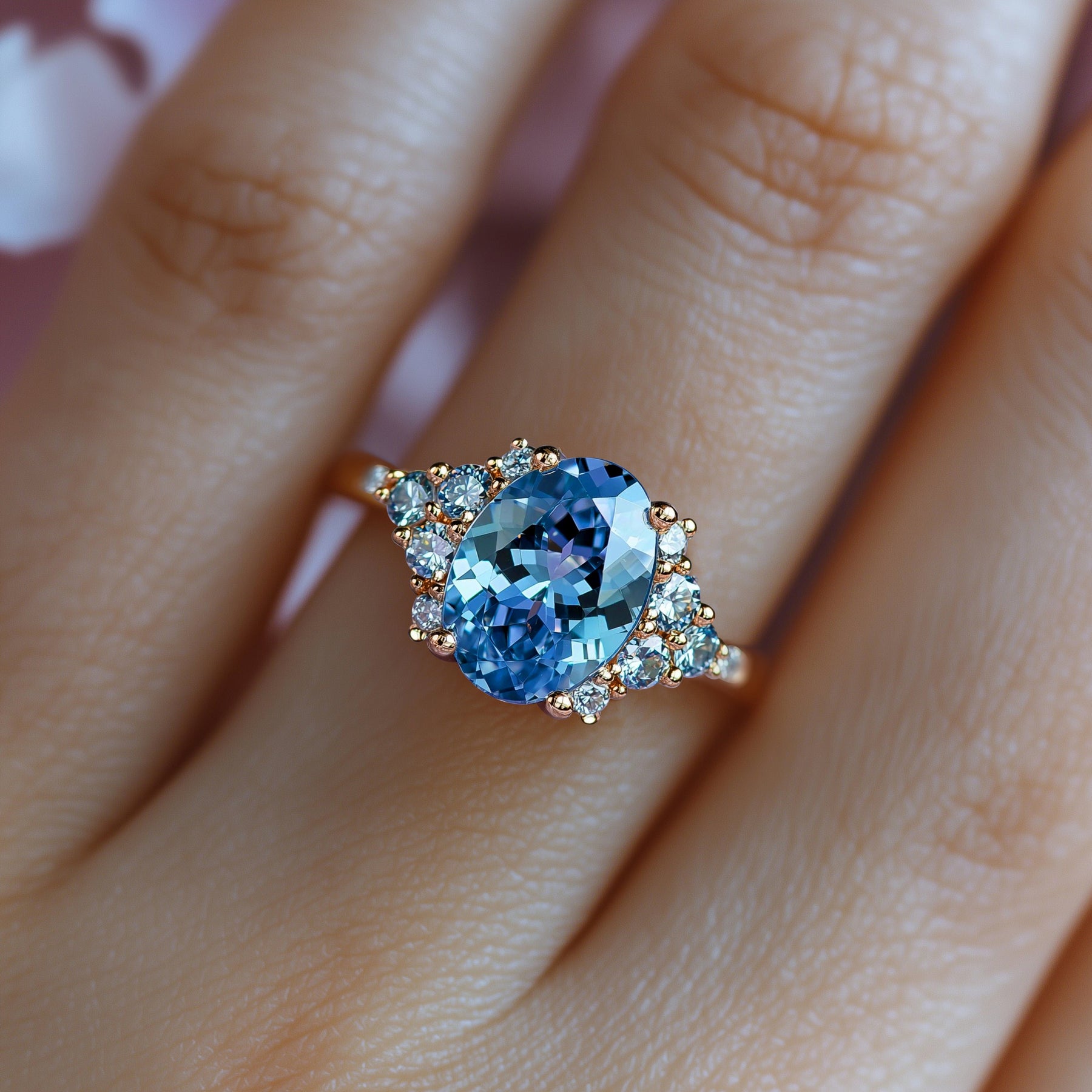 Lillian 2CT Oval Cut Blue Gemstone Ring