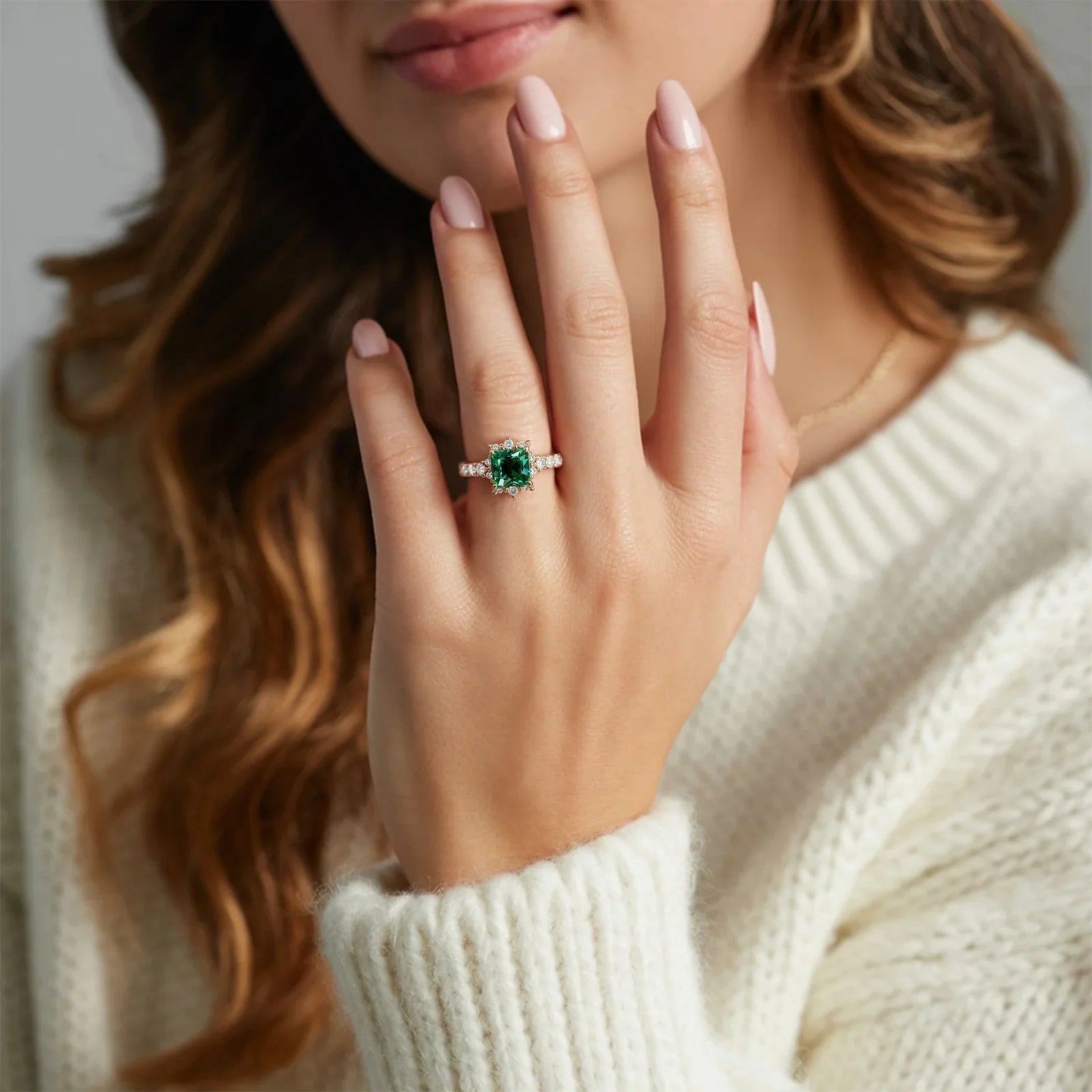 The Caterina 1CT Princess Cut Green Gemstone Ring