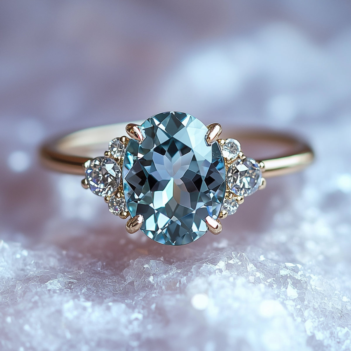 Olivia Jane 2CT Oval Cut Blue Gemstone Ring