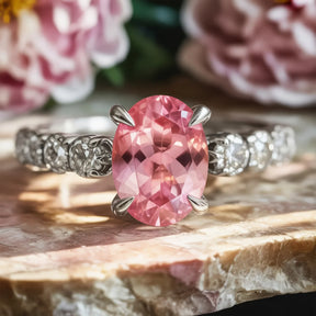 The Celestine 2CT Oval Cut Pink Gemstone Ring