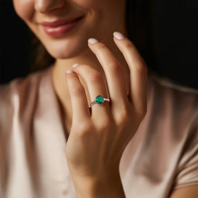 The Luna 2CT Oval-Cut Green Gemstone Ring