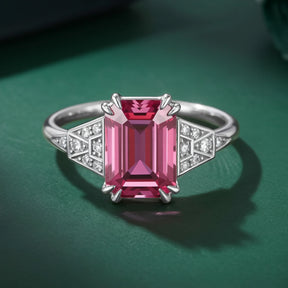 Seraphira  Emerald-Cut Pink Gemstone Ring