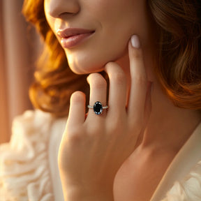 The Opaline 2CT Oval-Cut Black Gemstone Ring