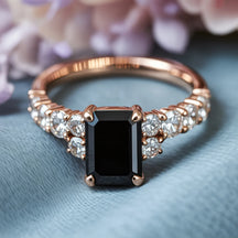 The Adelina Rae 2CT Emerald Cut Black Gemstone Ring