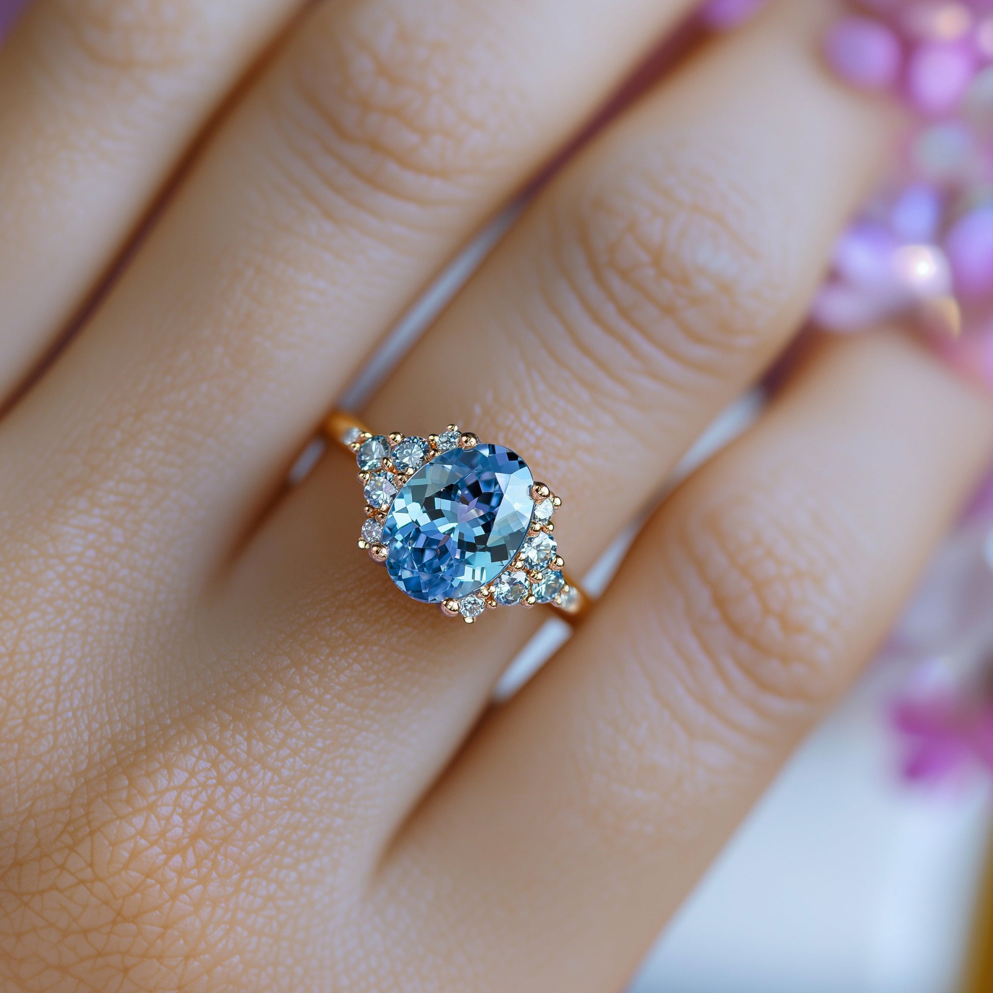 Lillian Oval Cut Blue Gemstone Ring