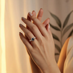 The Celestine 2CT Oval-Cut Black Gemstone Ring