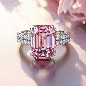 Farah Emerald Cut Pink Gemstone Ring