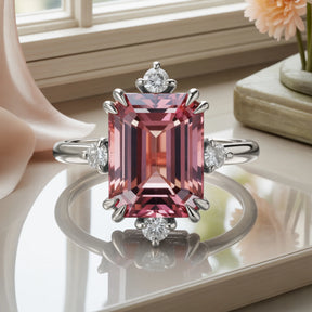 Calenith Emerald-Cut Pink Gemstone Ring