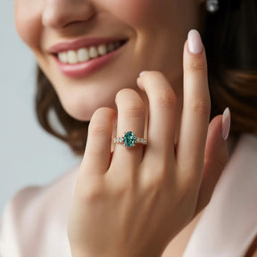 The Celestine 2CT Oval Cut Green Gemstone Ring