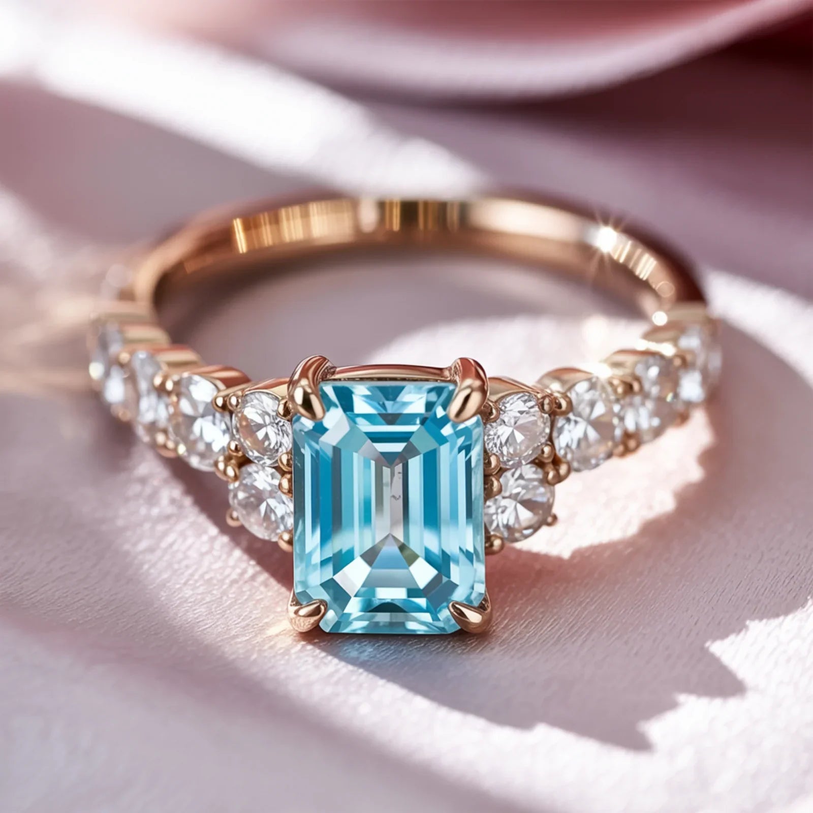 The Adelina Rae Emerald Cut Blue Gemstone Ring