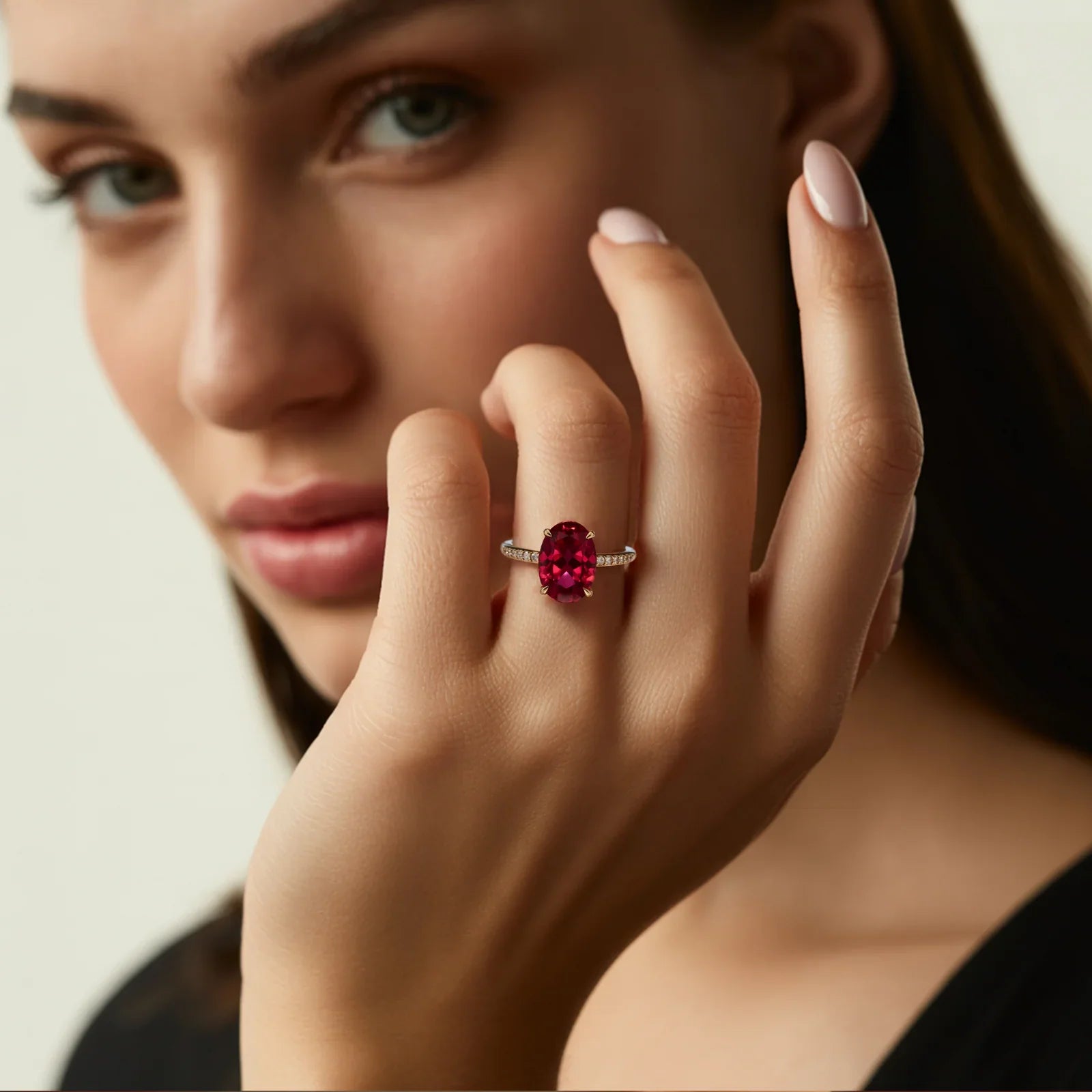 The Opaline 2CT Oval Cut Red Gemstone Ring