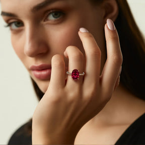 The Opaline 2CT Oval Cut Red Gemstone Ring