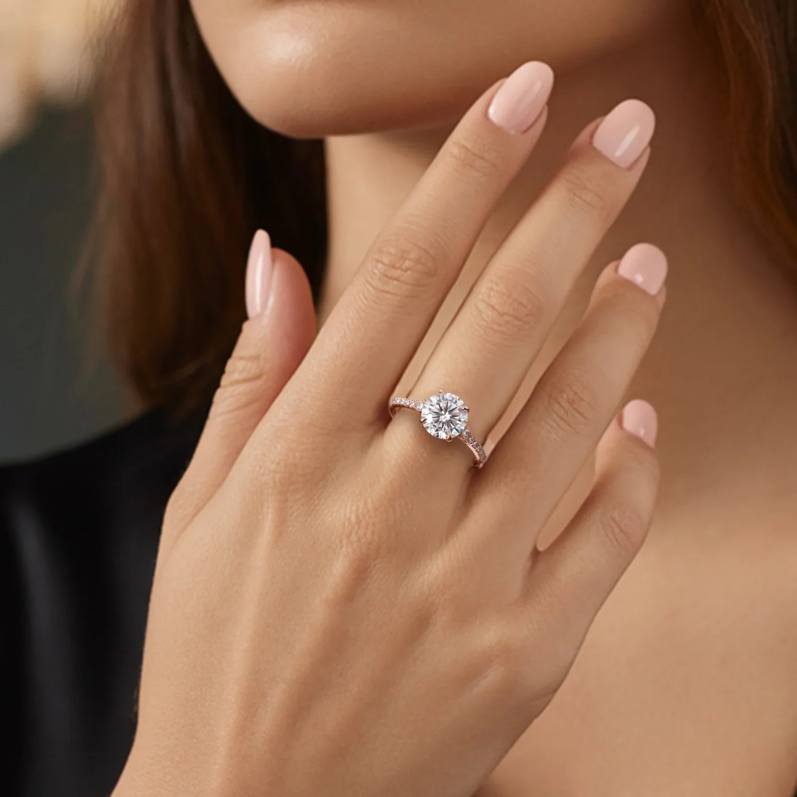 The Luna Round Cut Moissanite Ring
