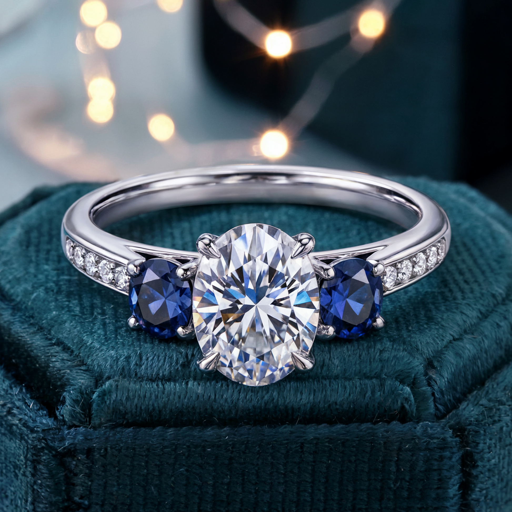 Der Adrianna-Ring mit ovalem Moissanit-Schliff