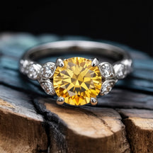 The Katalina 1.5CT Round Cut Yellow Gemstone Ring