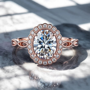 The Rosalind Oval Cut Moissanite Halo Ring