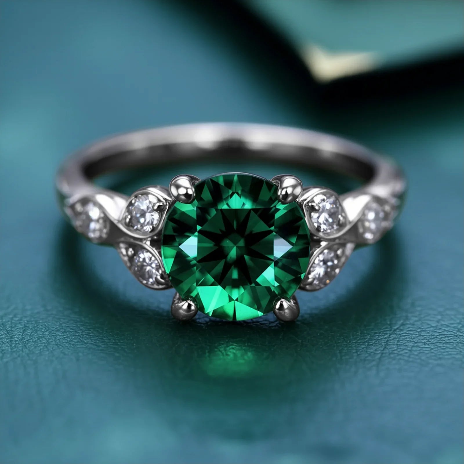 The Katalina Round Cut Green Gemstone Ring