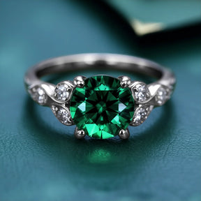 The Katalina 1.5CT Round Cut Green Gemstone Ring