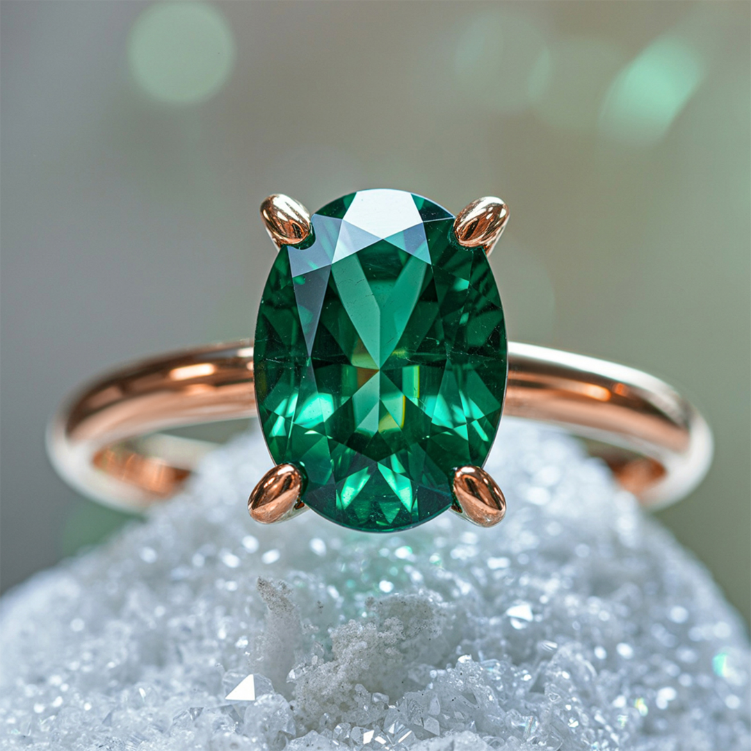 Dariana 1CT Oval Cut Green Gemstone Ring