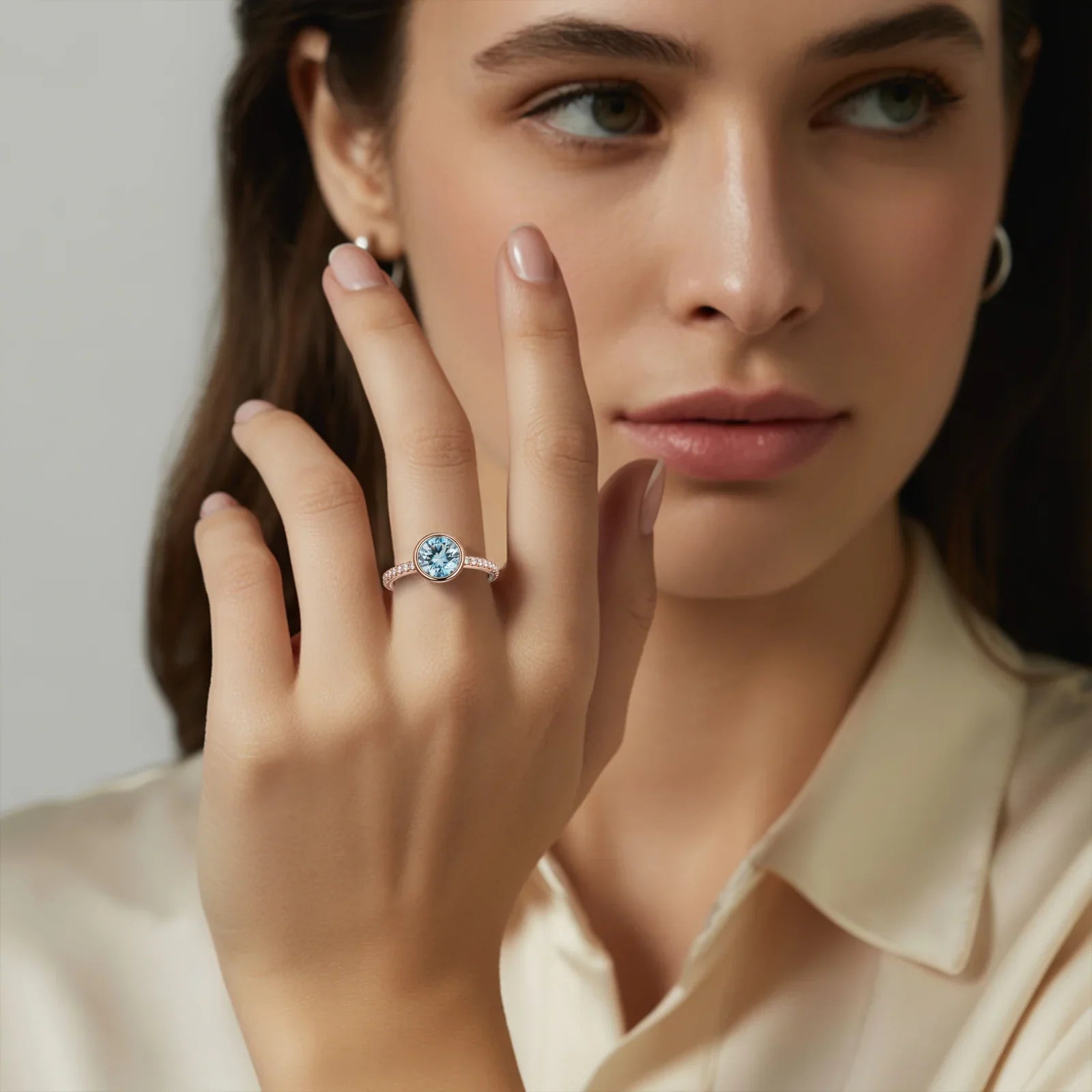 The Selene  2CT Round-Cut Blue Gemstone Ring