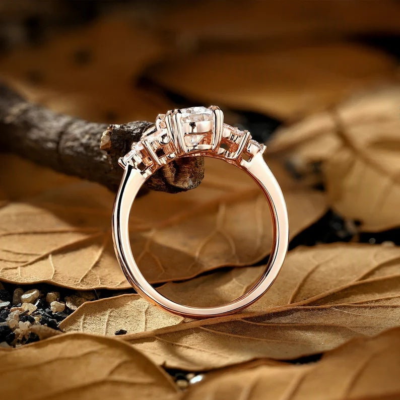 The Rosetta Leafy Oval Cut Moissanite Engagement Ring