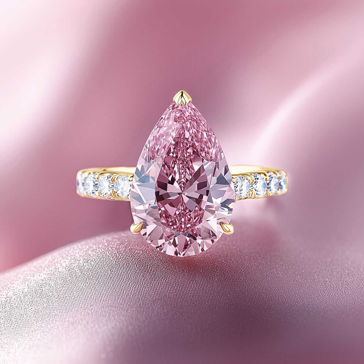 Celina 3CT Pear Cut Pink Gemstone Ring