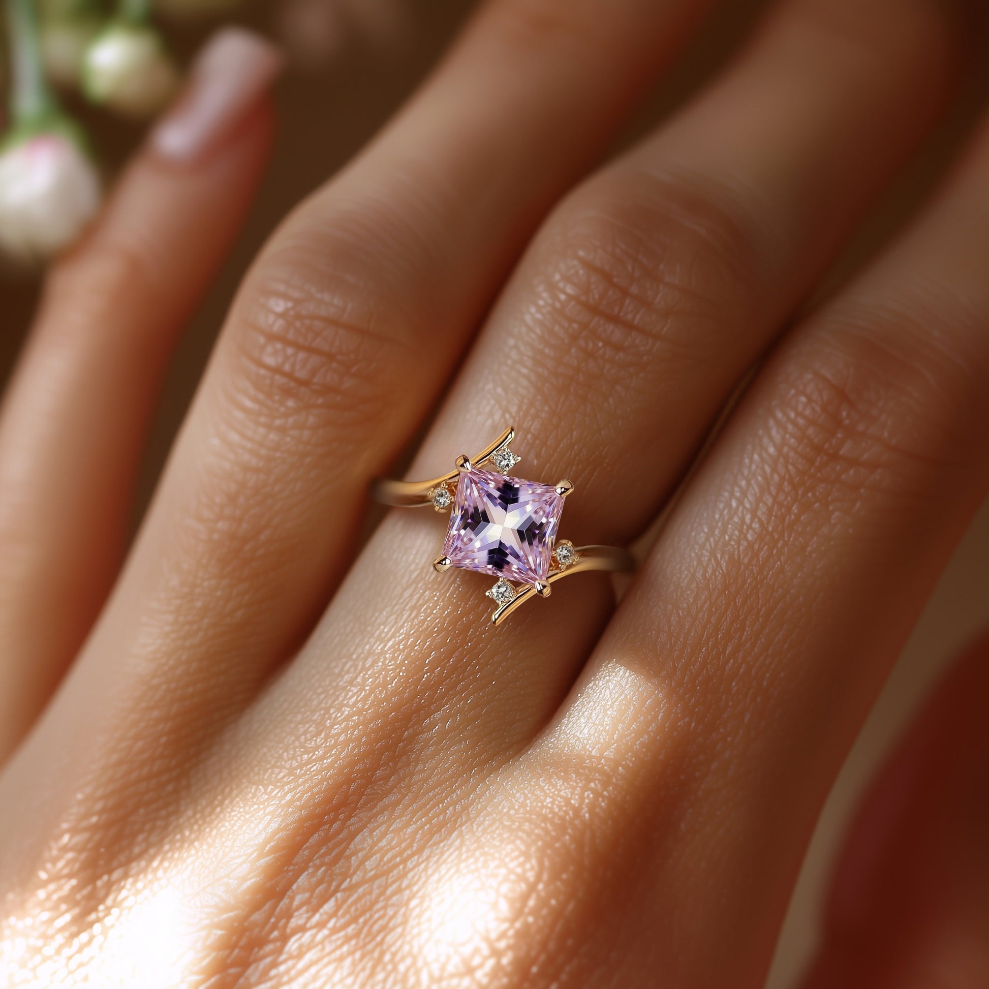 Julissa Princess-Cut Pink Gemstone Ring