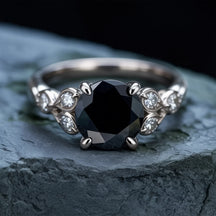 The Katalina 1.5CT Round Cut Black Gemstone Ring