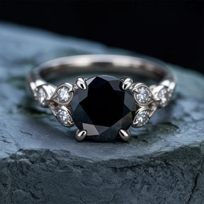 The Katalina 1.5CT Round Cut Black Gemstone Ring