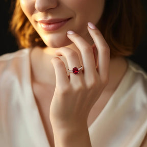 The Luna 2CT Oval-Cut Red Gemstone Ring