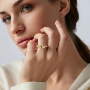 The Adelina Rae 2CT Emerald Cut Yellow Gemstone Ring