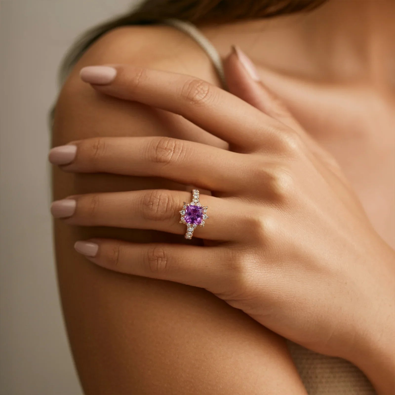 The Caterina 1CT Princess Cut Purple Gemstone Ring