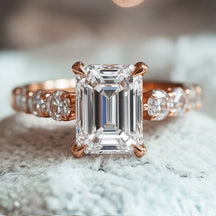The Celestine 2CT Emerald Cut Moissanite Ring