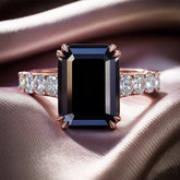 The Camilla 2CT Emerald Cut Black Gemstone Ring